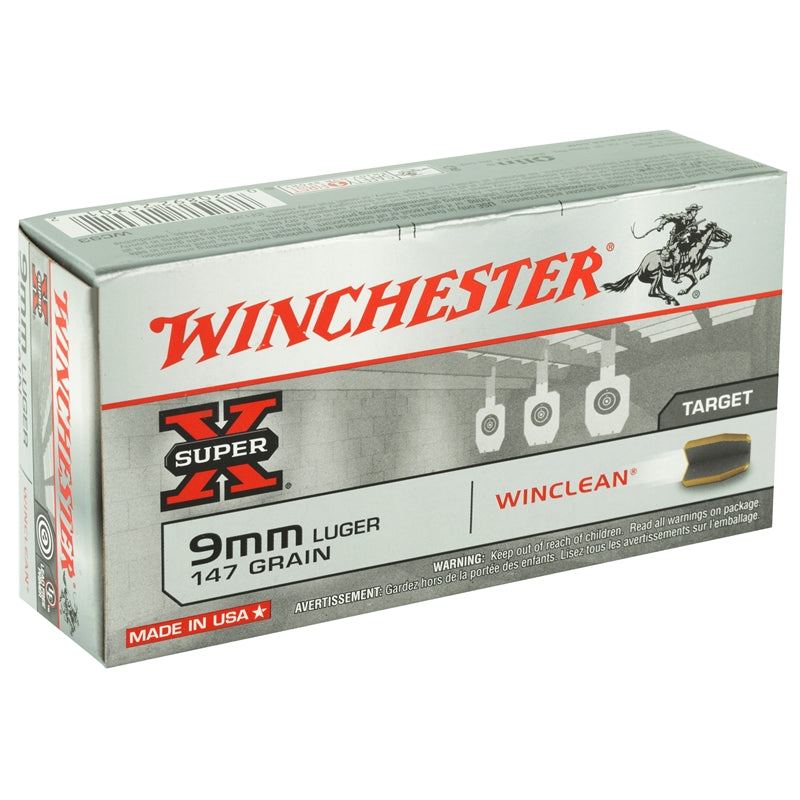 Winchester USA WinClean 9mm Luger Ammo 147 Grain Brass Enclosed Base