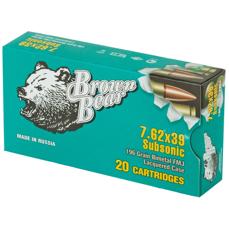 Barnaul Brown Bear 7.62x39mm Ammo 196 Grain Supersonic Full Metal Jacket