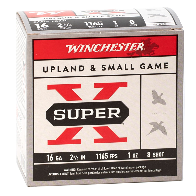 Winchester Super-X Game Load 16 Gauge Ammo 2-3/4" 1 oz #8 Shot 250 Round Case