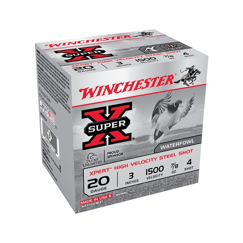 Winchester Xpert High Velocity 20 Gauge 3" 7/8 oz #4 Non-Toxic Plated Steel Shot 250 Rounds