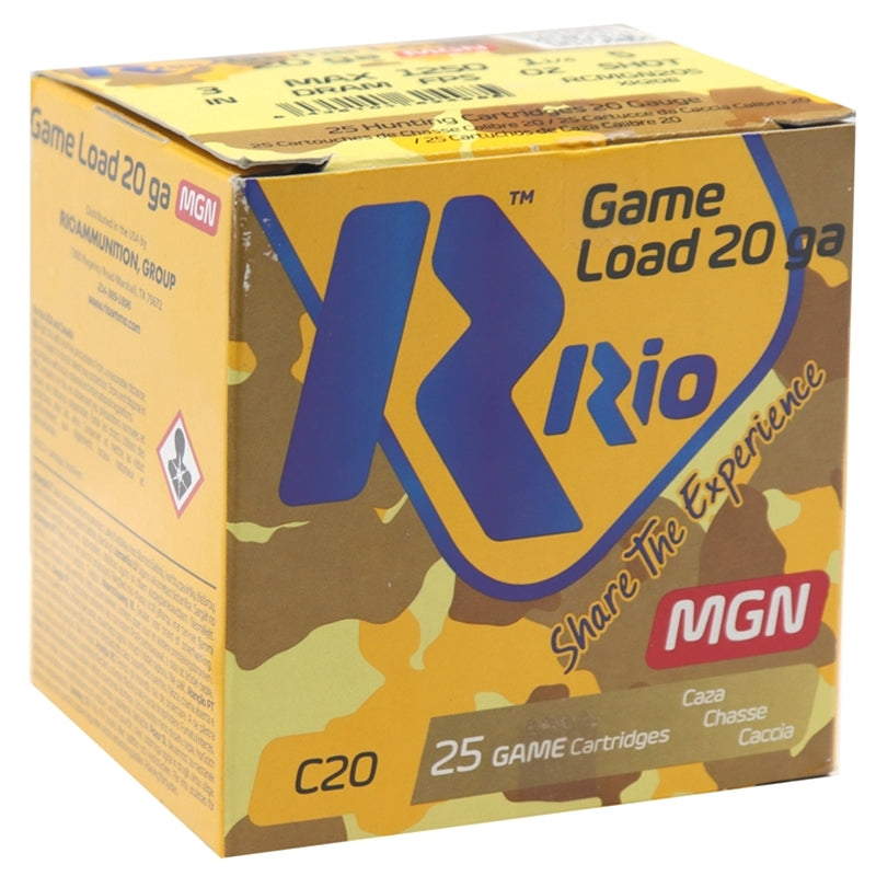 Rio Game Load Magnum 20 Gauge Ammo 3  1 1/4oz #5 Shot 250 Round Case