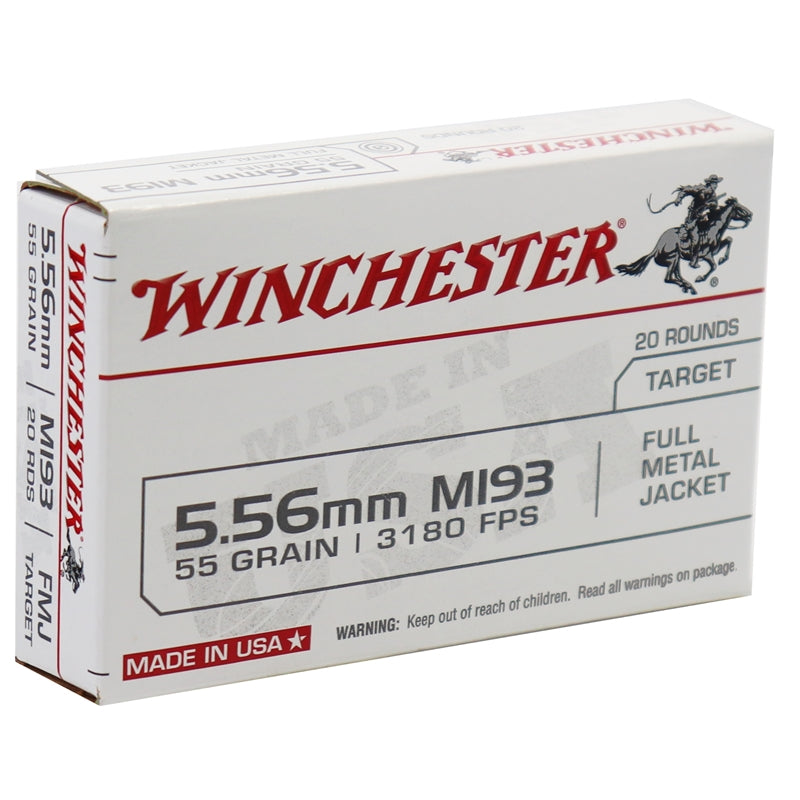 Winchester USA 5.56x45mm NATO M193 Ammo 55 Grain FMJ