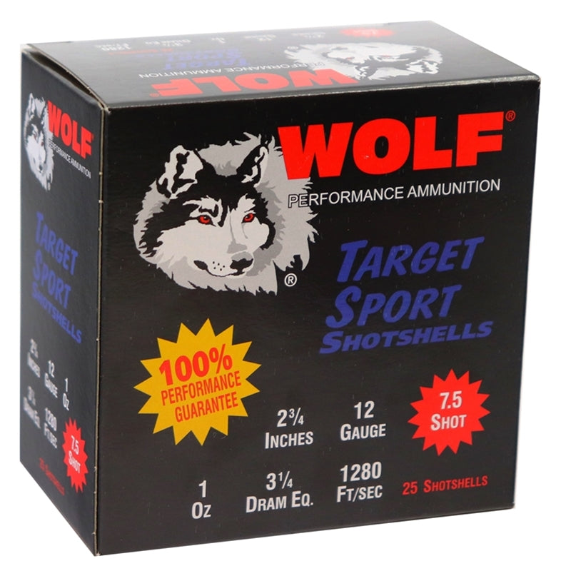 Wolf Target Sports Shotshells 12 Gauge Ammo 2 3/4" 1 oz 7.5 Shot