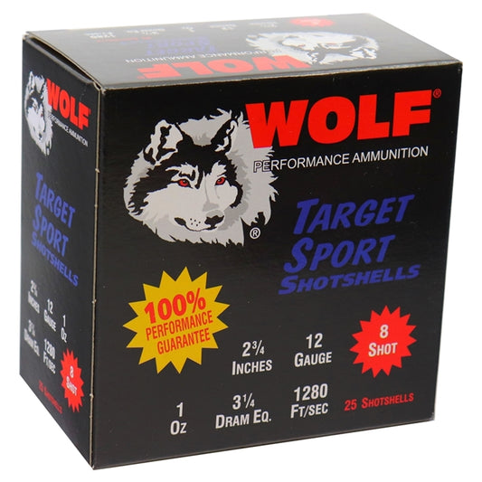 Wolf Target Sports Shotshells 12 Gauge Ammo 2 3/4" 1 oz 8 Shot