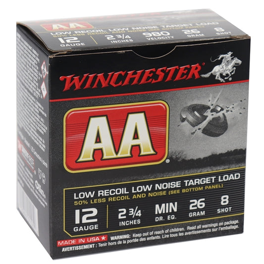 Winchester AA Low Recoil Target 12 Gauge Ammo 2-3/4" 7/8 oz #8 Shot 250 Rounds