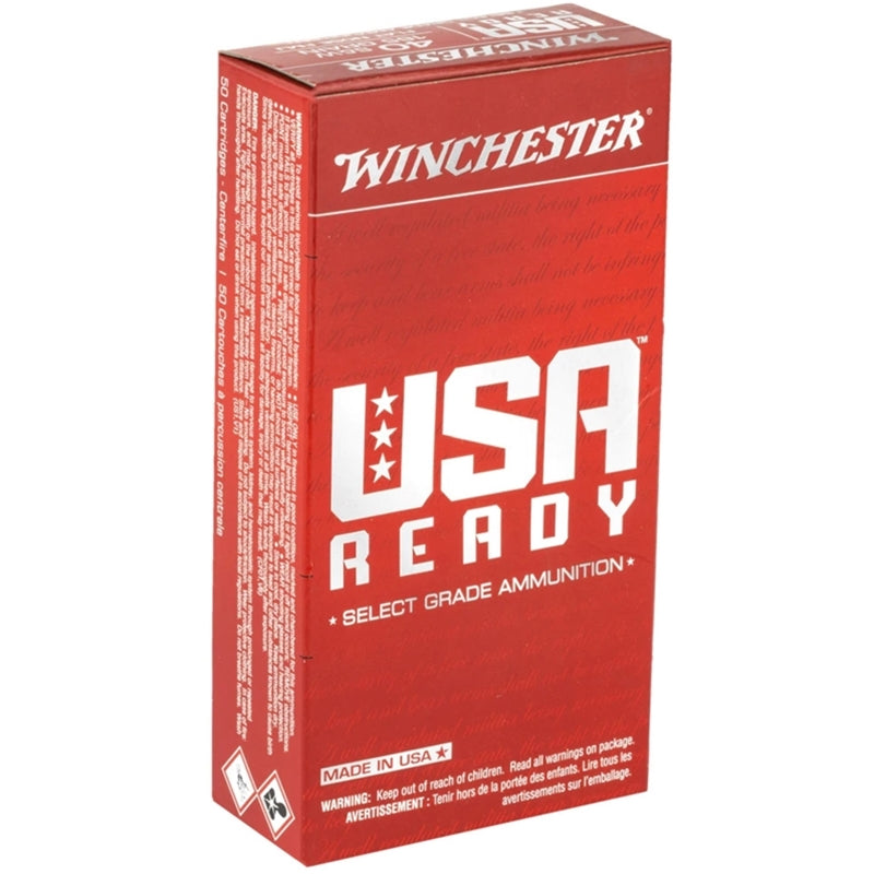 Winchester USA Ready 40 S&W Ammo 165 Grain Full Metal Jacket Flat Nose