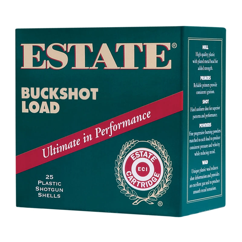 Estate Buckshot Load 12 Gauge Ammo 2 3/4" 9 Pellets 00 Buck 250 Rounds