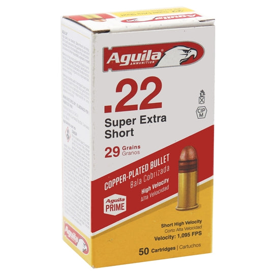 Aguila Super Extra High Velocity 22 Short Ammo 29 Grain Plated Lead Round Nose