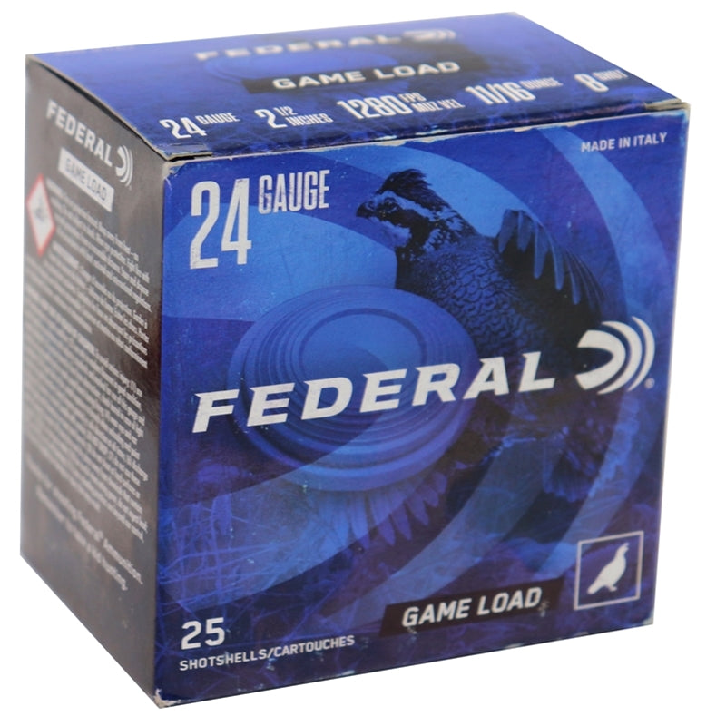 Federal Game-Shok 24 Gauge Ammo 2-1/2" 11/16 oz #8 Shot 250 Round Case