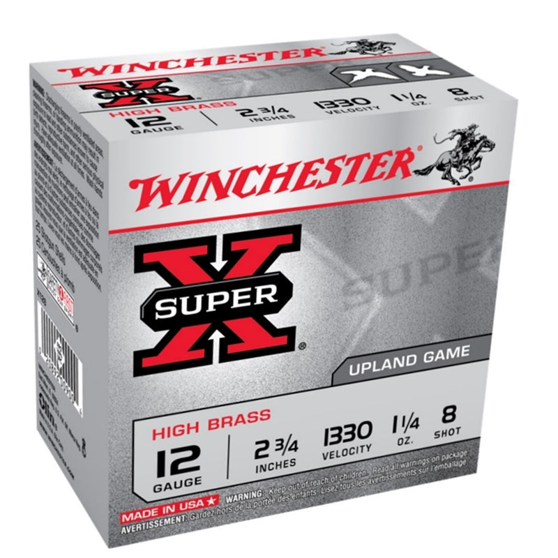 Winchester Super-X 12 Gauge Ammo 2-3/4" 1 1/4 oz #8 Lead Shot 250 Round Case