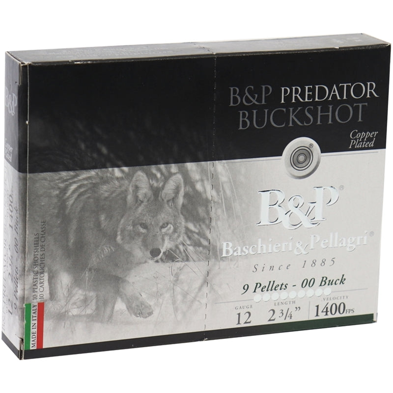 B&P Predator Buckshot 12 Gauge Ammo 2-3/4" 1-1/5 oz #00 9 Pellets