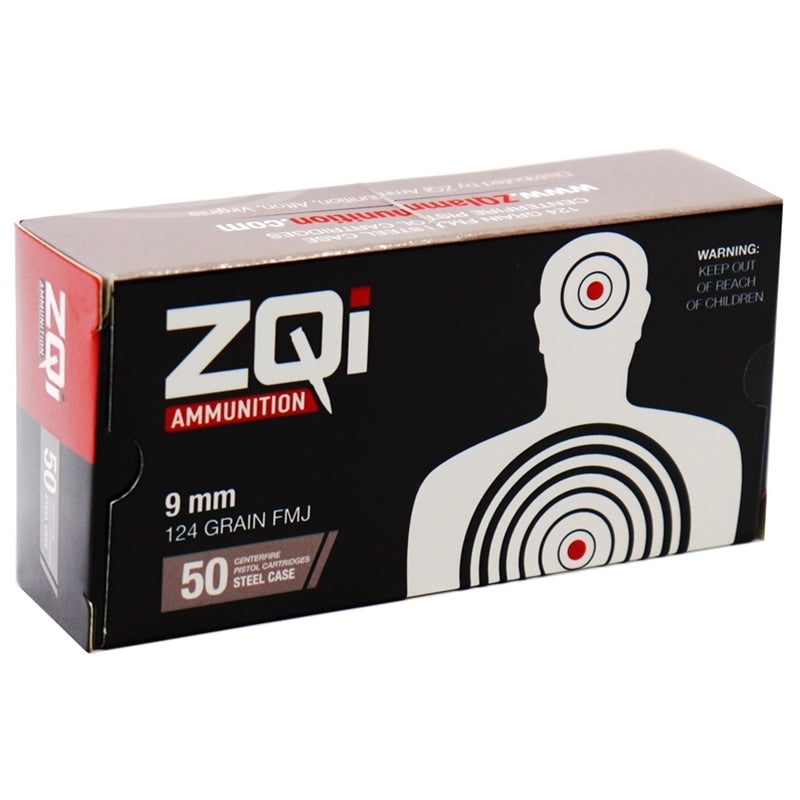 ZQI  9mm NATO Ammo 124 Grain Full Metal Jacket Steel Case