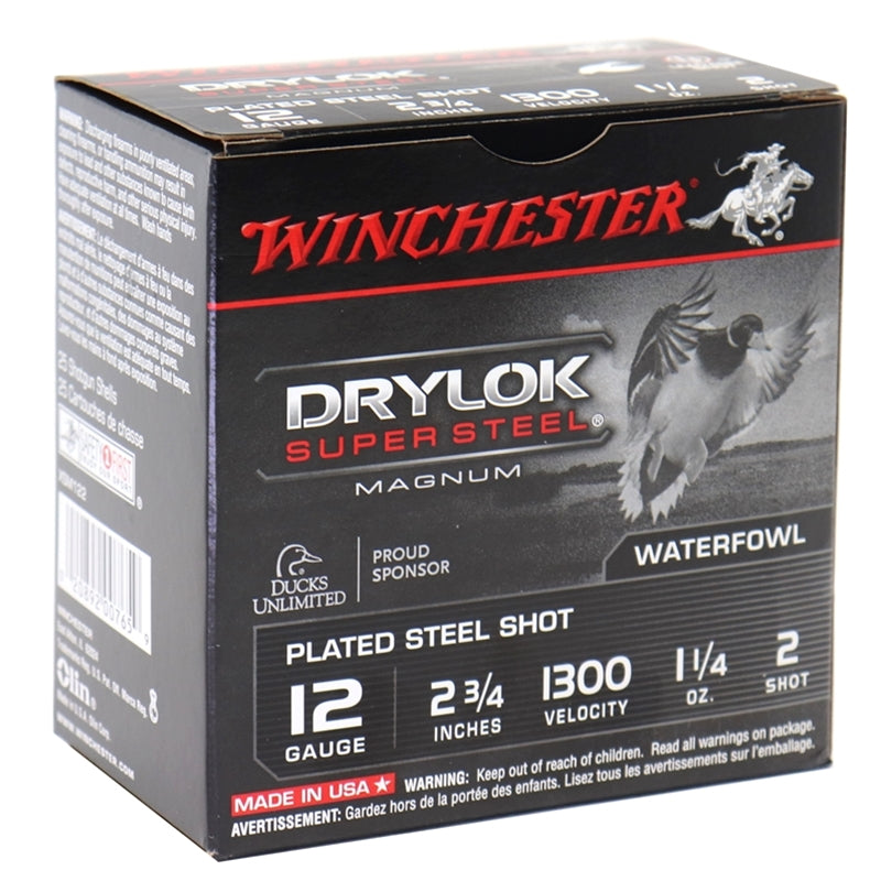 Winchester Drylok Super Steel 12 Gauge Ammo 2 3/4" 1 1/4 oz. #2 Steel Shot 250 Rounds