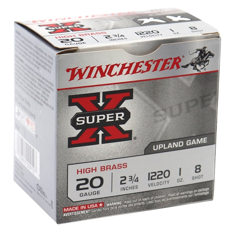 Winchester Super-X 20 Gauge 2 3/4" 1 oz. #8 Lead Shot 250 Round Case