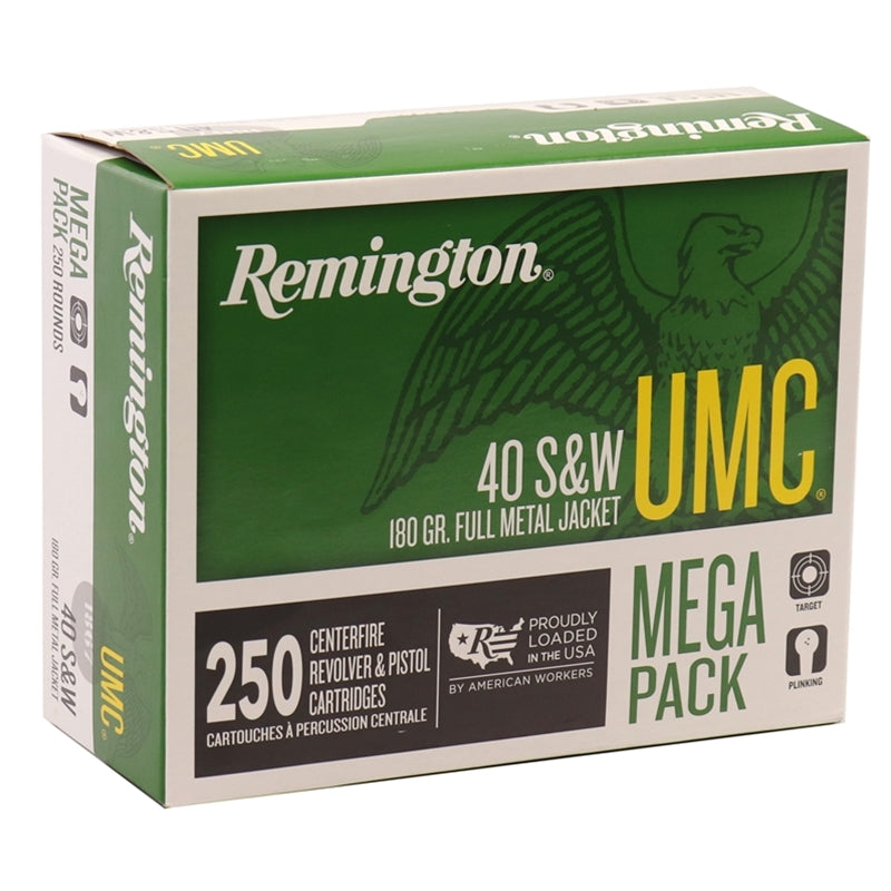 Remington UMC 40 S&W Ammo 180 Grain FMJ Mega Pack 250 Rounds