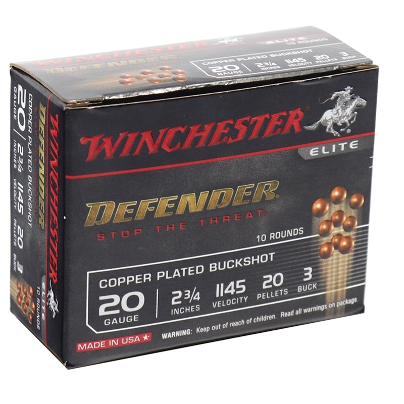 Winchester Defender Elite 20 Gauge Ammo 2 3/4" 3 Buckshot 20 Pellets