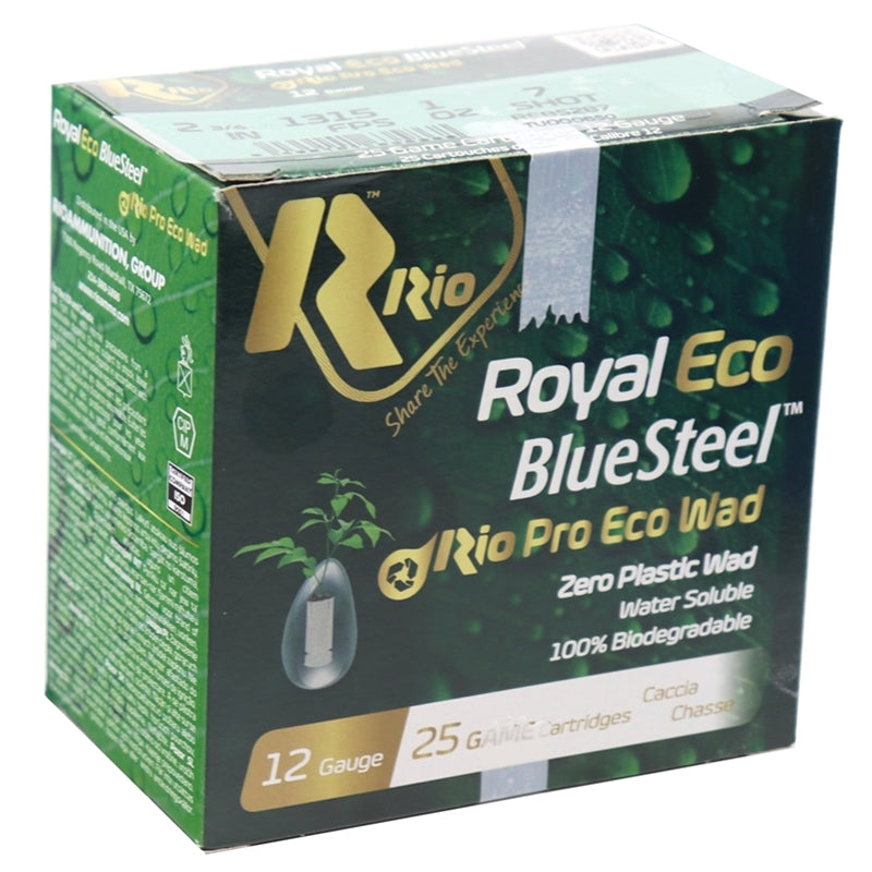 Royal 28 Blue Steel 12 Gauge Ammo 2 3/4" 1 oz #7 Shot Eco Wad