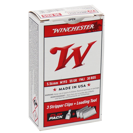 Winchester USA 5.56x45mm NATO M193 Ammo 55 Grain FMJ Stripper Clips 30 Rounds