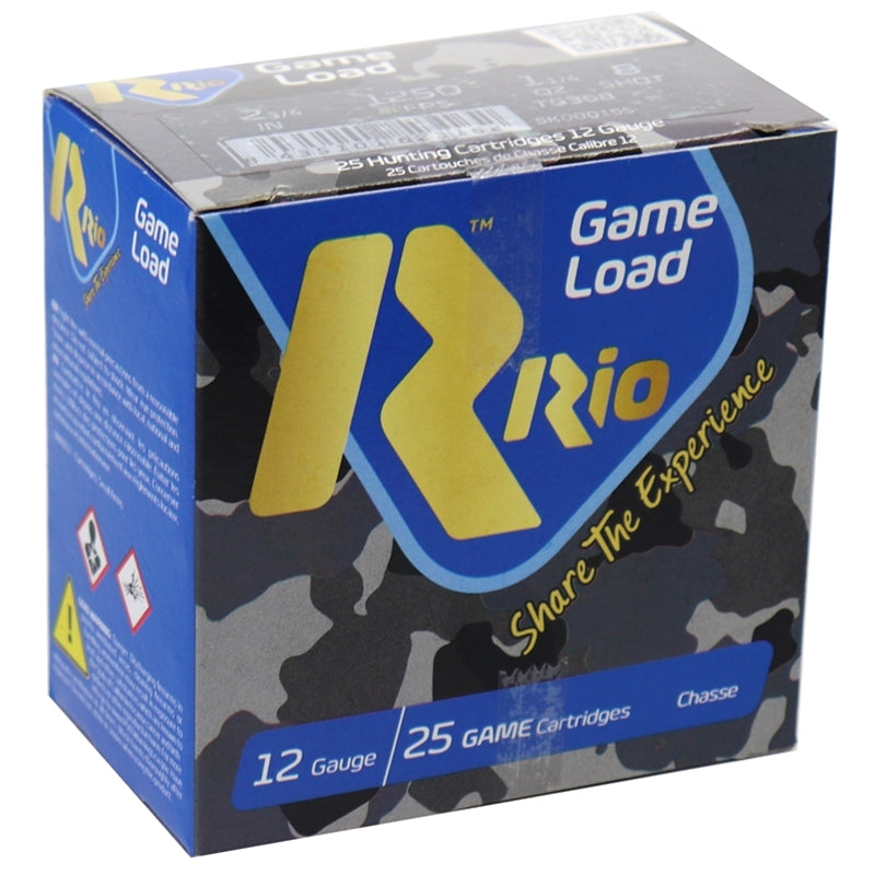 Rio Game Load 12 Gauge Ammo 2 3/4" 1 1/4 oz #8 Shot 250 Rounds