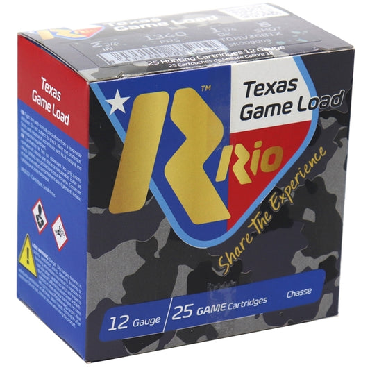 Rio Top Game Texas Game Load HV 12 Gauge Ammo 2 3/4" 1 1/4 oz #8 Shot 250 Round