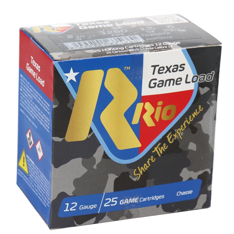 RIO Ammo Texas Game Load 36 12 Gauge Ammo 2 3/4" 1 1/4 oz #6 Shot 250 Rounds