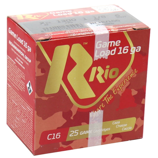 Rio Game 16 Gauge Ammo 2 3/4"1 1/8 oz #6 Shot 250 Round Case