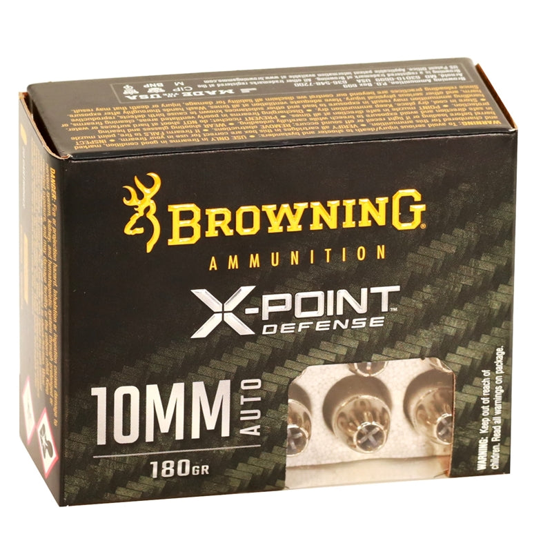 Browning X-Point Defense 10mm Ammo 180 Grain Jacketed Hollow Point