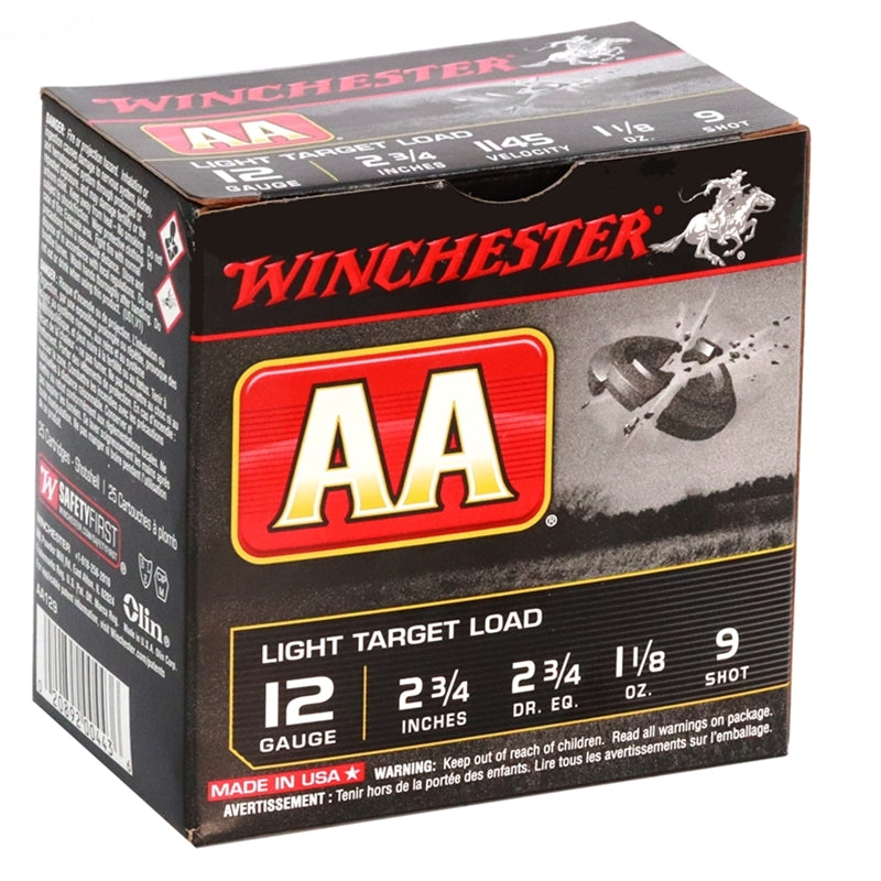 Winchester Light Target Load AA 12 Gauge 2 3/4"-1 1/8oz. #9 Shot