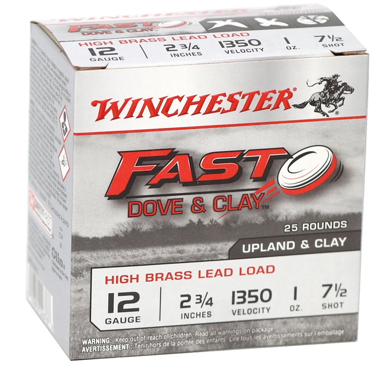 Winchester Fast Dove High Brass 12 Gauge Ammo 2 3/4" 1 oz #7.5 Shot 250 Round Case