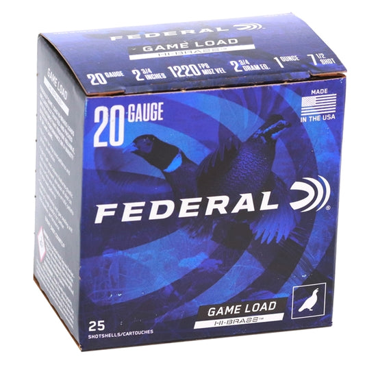 Federal Game Shok Upland Hi-Brass 20 Gauge Ammo 2-3/4" 1oz. #7.5 Lead Shot