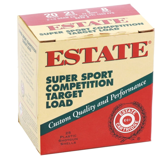 Estate Super Sport 20 Gauge Ammo 2-3/4" 7/8 oz #8 Shot Target Load 250 Rounds