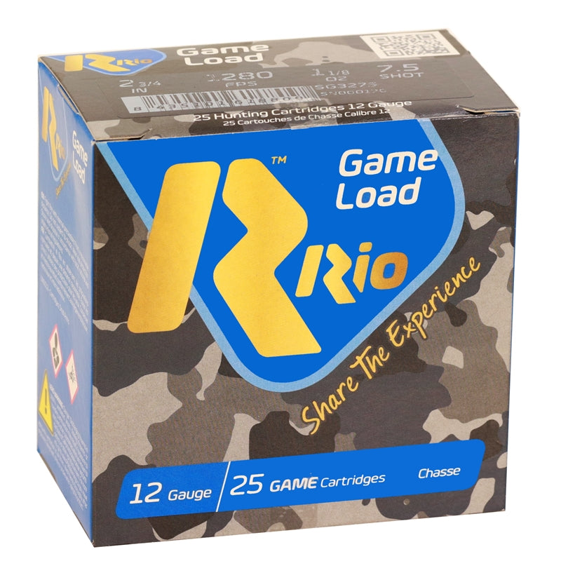 Rio Game Load Super Game HV 12 Gauge Ammo 2-3/4" 1 1/8 oz #7.5 Shot 250 Rounds