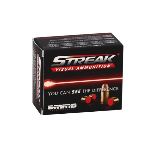 Ammo Inc Streak 9mm Luger Ammo 124 Grain Jacketed Hollow Point Red Cold Tracer