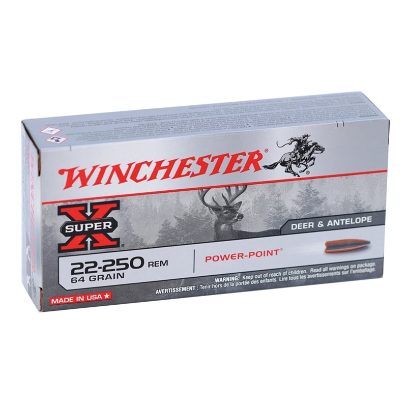 Winchester Super-X 22-250 Remington 64 Grain Pointed Soft-Point