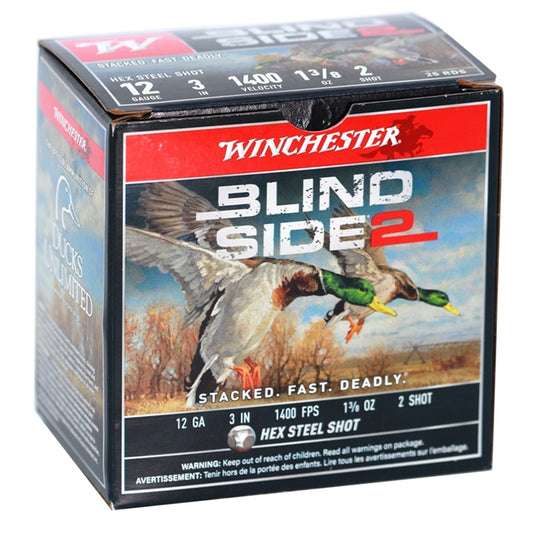 Winchester Blind Side 2 12 Gauge 3" 1 3/8oz. #2 Shot Steel Shot Lead Free