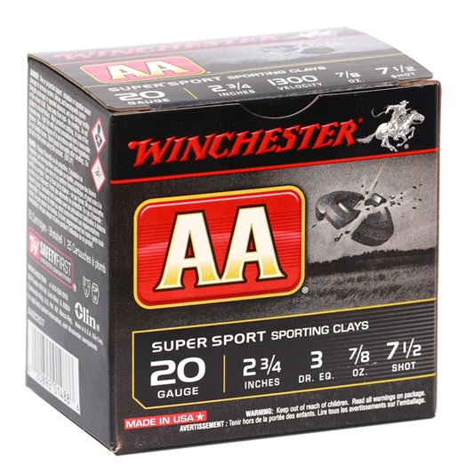 Winchester AA Super Sport 20 Gauge Ammo 2 3/4" 7/8oz. #7-1/2 Shot