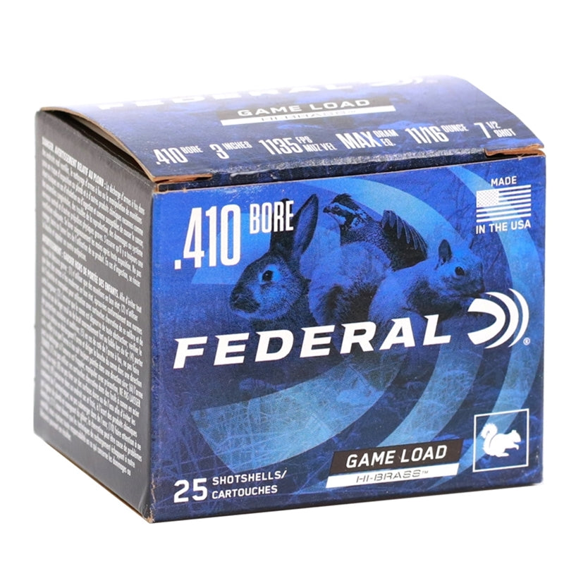 Federal Game Load Upland 410 Gauge Ammo 3"11/16oz #7.5 Lead Shot Hi Brass