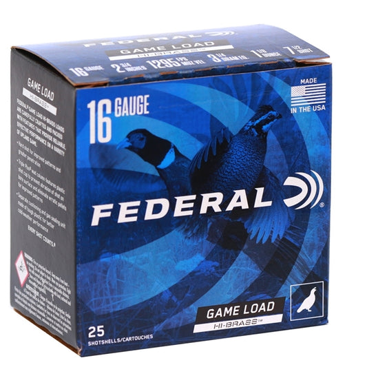 Federal Game Load Upland Hi-Brass 16 Gauge Ammo 2 3/4" 1 1/8 oz #7.5 Lead Shot