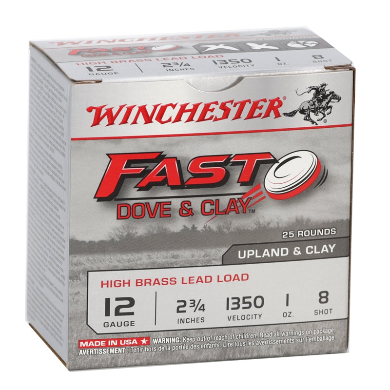 Winchester Fast Dove High Brass 12 Gauge Ammo 2 3/4" 1 oz #8 Shot 250 Round Case