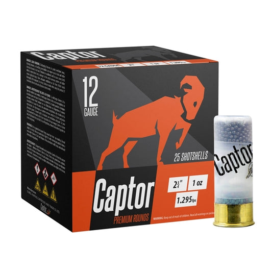 Captor Hunting Cartridges 12 Gauge Ammo 2 3/4" 1oz Bior Wad 8 Shot 250 Round Case