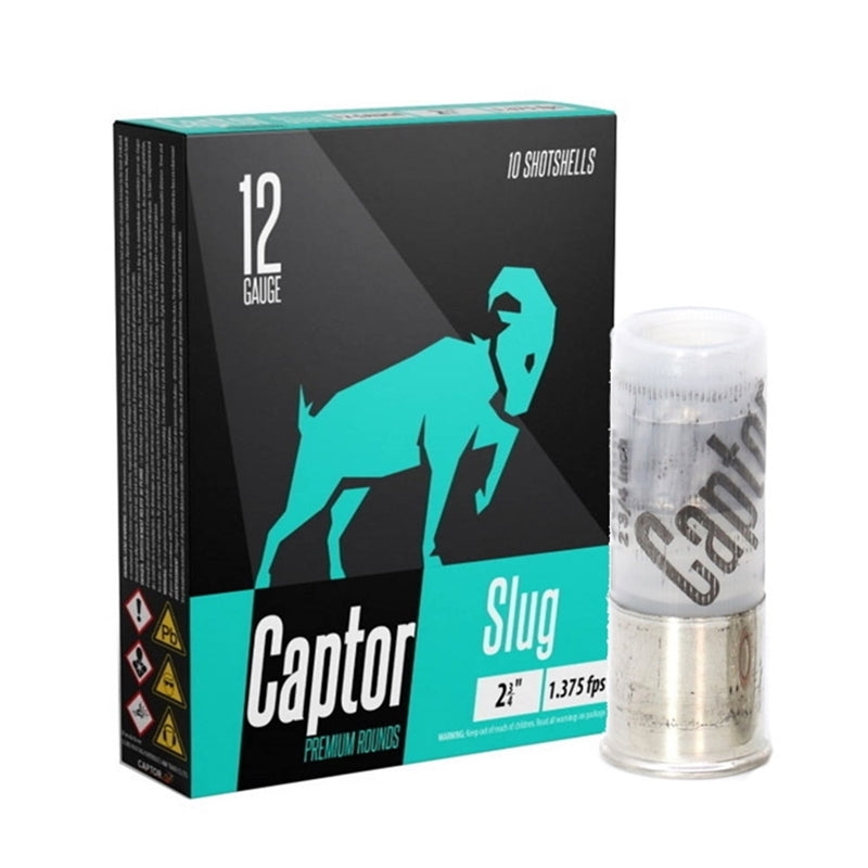 Captor Premium Rounds 12 Gauge Ammo 2 3/4" Slug Rifled