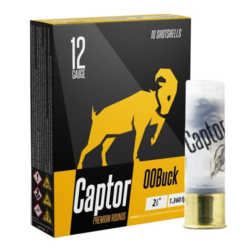 Captor Premium Rounds 12 Gauge Ammo 2 3/4" 00 Buckshot 9 Pellets