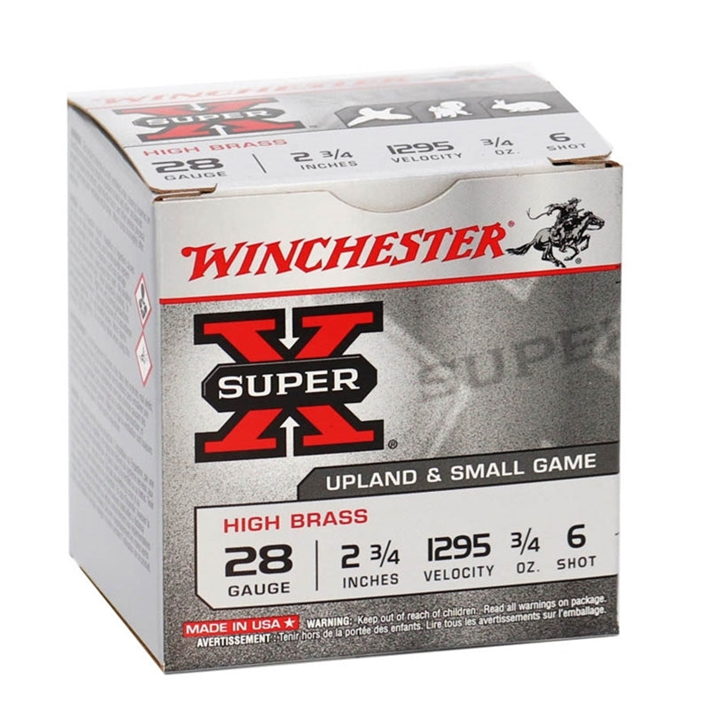 Winchester Super-X High Brass 28 Gauge Ammo 2-3/4" 3/4 oz #6 Shot