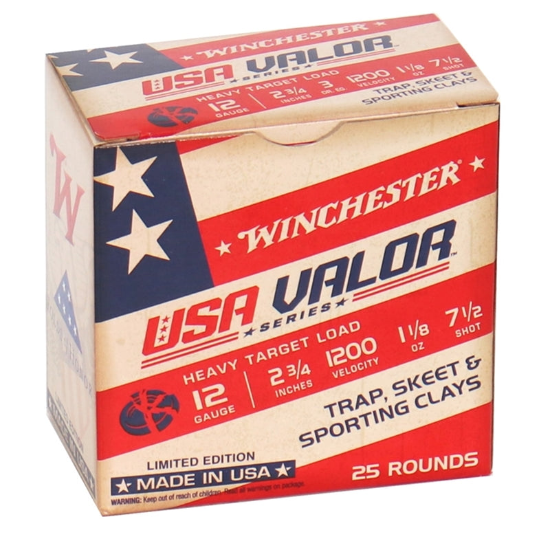 Winchester USA Valor 12 Gauge Ammo 2 3/4" 1 1/8 oz. #7.5 Shot 250 Rounds