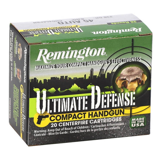 Remington Ultimate Defense 45 ACP Auto Ammo 230 Grain Brass Jacketed Hollow Point