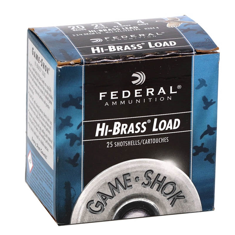 Federal Game-Shok Load 20 Gauge Ammo 2 3/4" 1 oz. Shot #4 Lead 250 Round Case