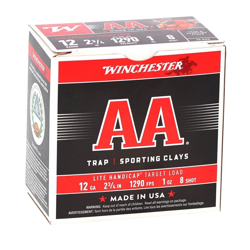 Winchester AA Lite Handicap 12 Gauge Ammo 2-3/4" 1 oz #8 Lead Shot 250 Round Case