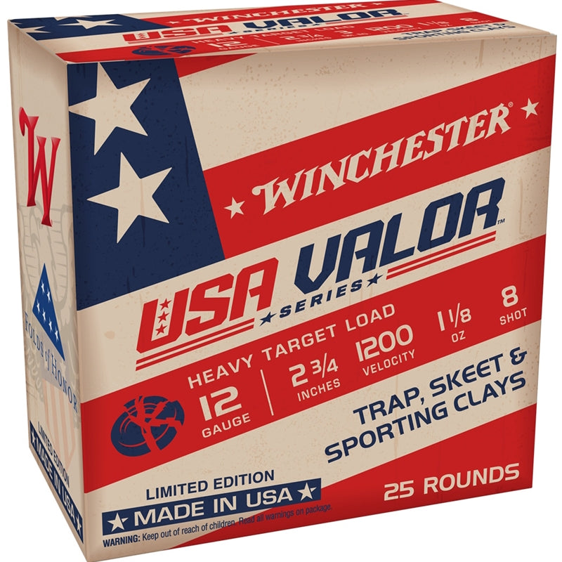 Winchester USA Valor 12 Gauge Ammo 2 3/4" 1 1/8 oz. #8 Shot 250 Rounds