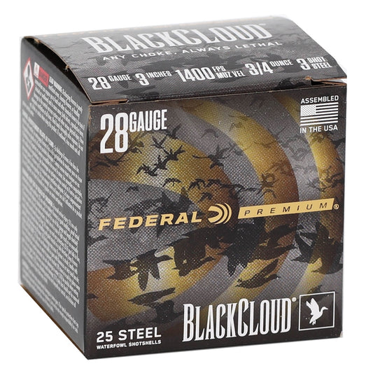 Federal Black Cloud 28 Gauge Ammo 3" 3/4 oz #3 Steel Shot 250 Rounds