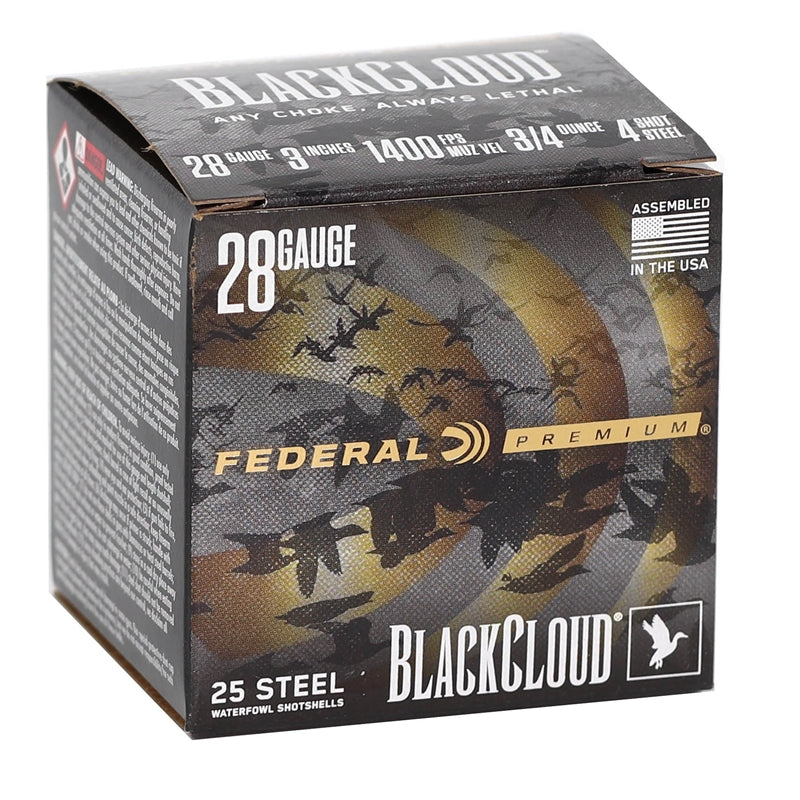 Federal Black Cloud 28 Gauge Ammo 3" 3/4 oz #4 Steel Shot 250 Rounds